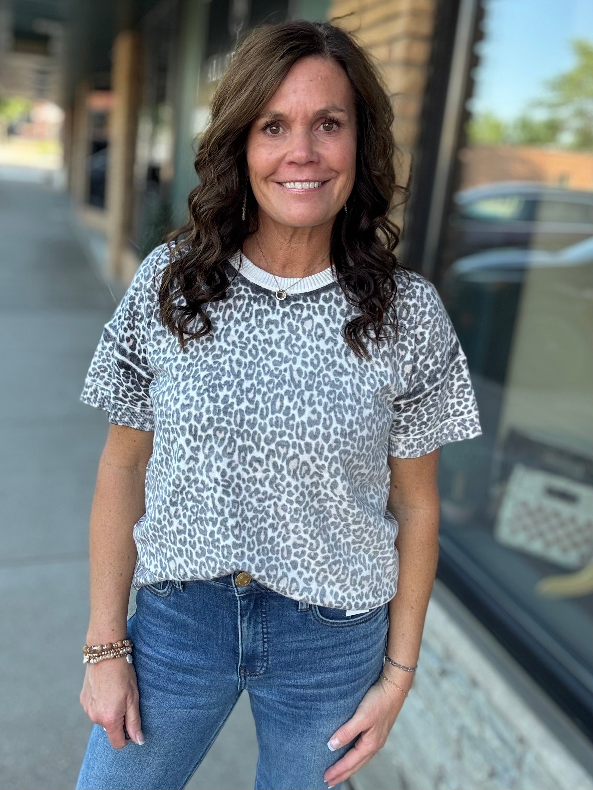 Leopard Short Sleeve Sweater Top - Sweater FATE by LFD
