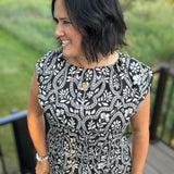 Black Pattern Maxi Dress with Side Slit