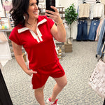 Red Zip Detail Lounge Set Bottoms - Shorts JODIFL