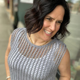 Grey Chunky Open Stitch Sweater Vest Top - Sweater DOE & RAE