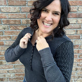 Charcoal Hattieville Mixed Media Cable Henley