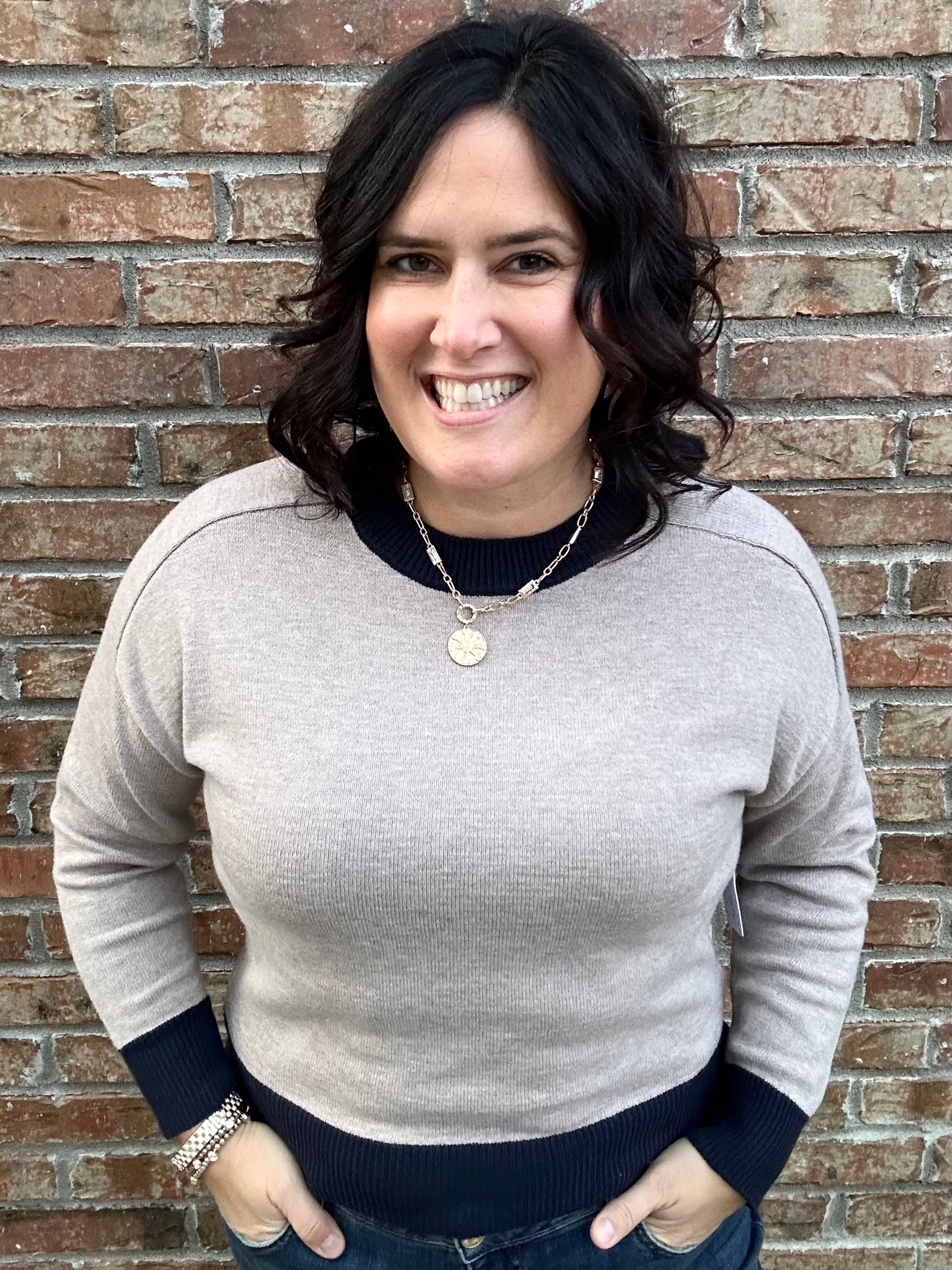 Dylan Colorblock Trim Sweater Top - Sweater SIX/FIFTY