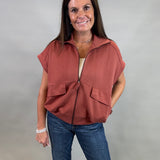 Terra Cotta Modal Short Sleeve Jacket