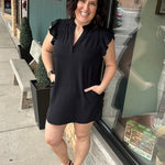 Black Frilled Split Neck Dress Dresses STACCATO