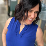 Royal Ruffle V Neck Sleeveless Tops- Blouses STACCATO