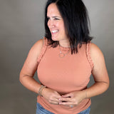 Marsala Ruffle Tank Tops- Tanks DOE & RAE