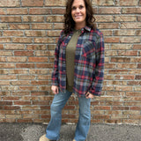 Navy Plaid Shirt Jacket