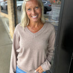 Mocha V-Neck Sweater Mable