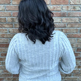 Heather Grey Vertical Stripe Textured Sweater