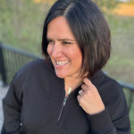 Black Quarter Zip Pullover Tops- Sweaters RAE MODE