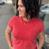 Red Mineral Wash Tee Top - Tee FLAG AND ANTHEM