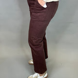Brown Ankle Flare Patch Pocket Jeans Bottom- Pants RISEN