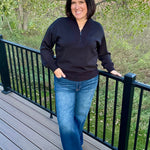 Black Quarter Zip Pullover Tops- Sweaters RAE MODE
