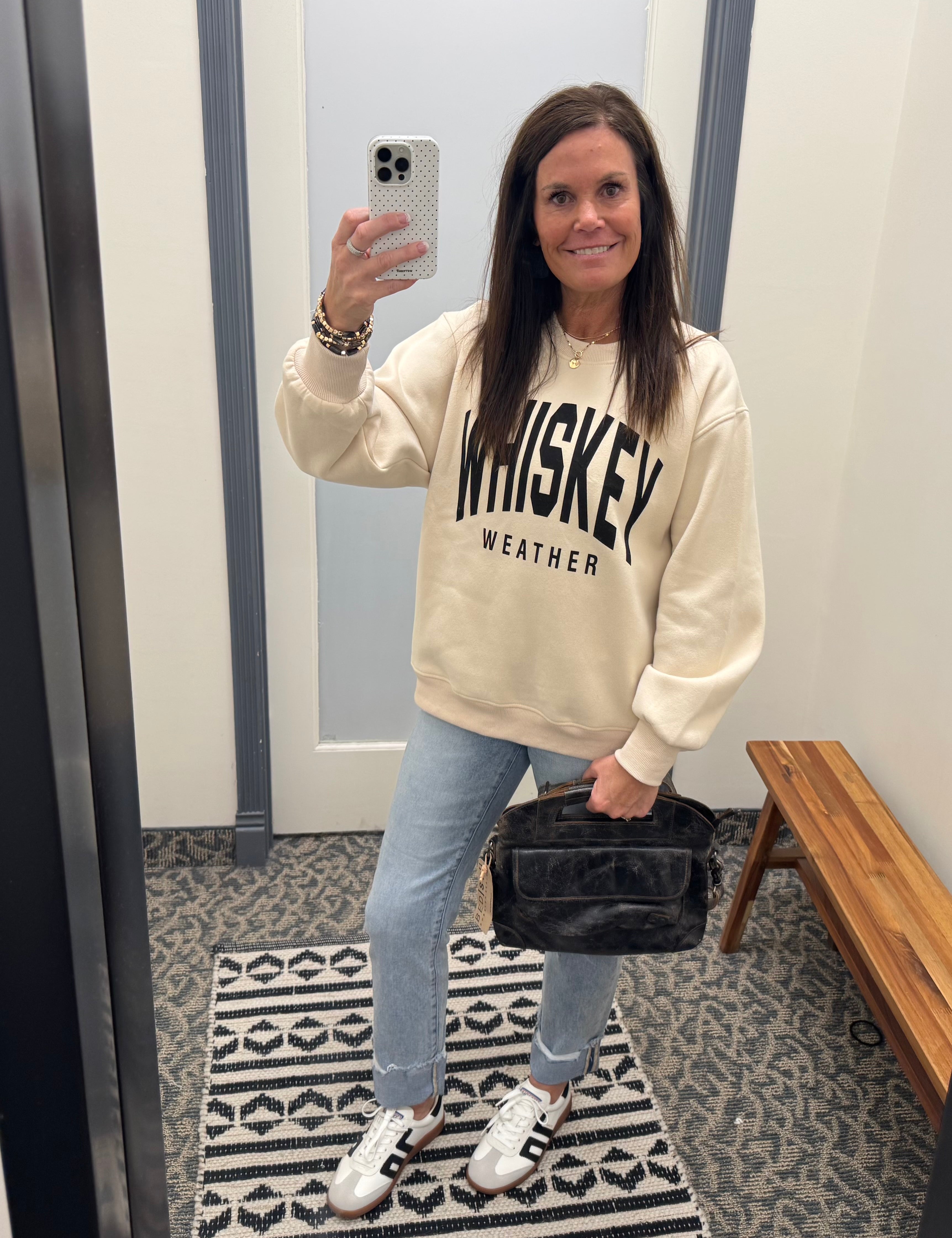 Tan Whiskey Weather Sweatshirt Top- Sweatshirt PANACHE