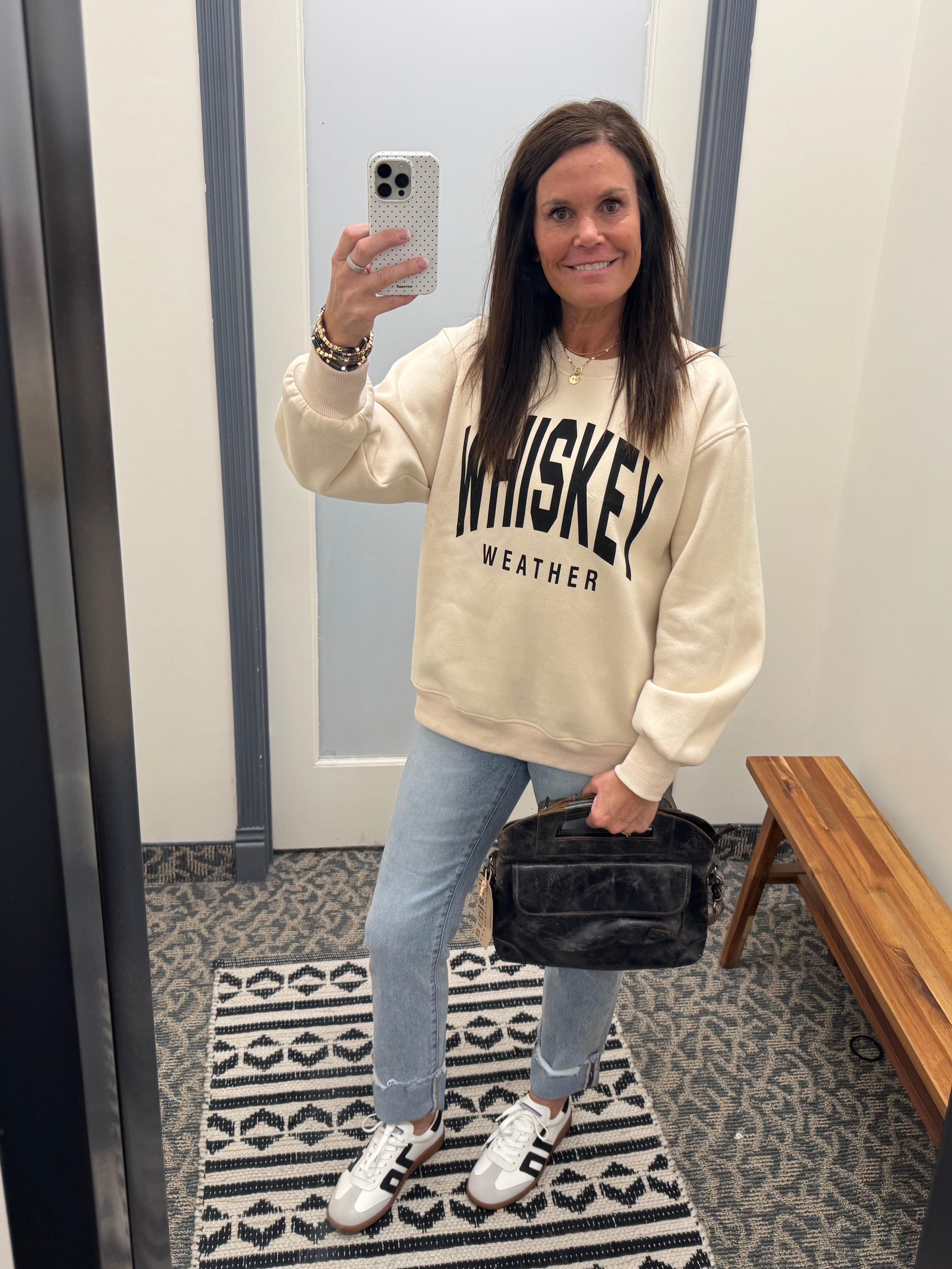 Tan Whiskey Weather Sweatshirt Top- Sweatshirt PANACHE