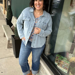 Washed Knit Denim Jacket Outerwear- Jackets Mystree