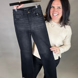 Black Raw Hem Flare Jean Bottoms - Pants RISEN
