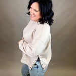 Stone Side Button Sweatshirt Top- Sweatshirts WISHLIST