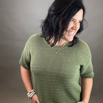 Dry Herb Boxy Short Sleeve Sweater Top - Sweater EE:SOME