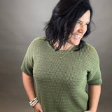 Dry Herb Boxy Short Sleeve Sweater Top - Sweater EE:SOME