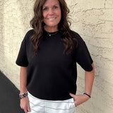Black Modal Short Sleeve Top Top - Tee RAE MODE
