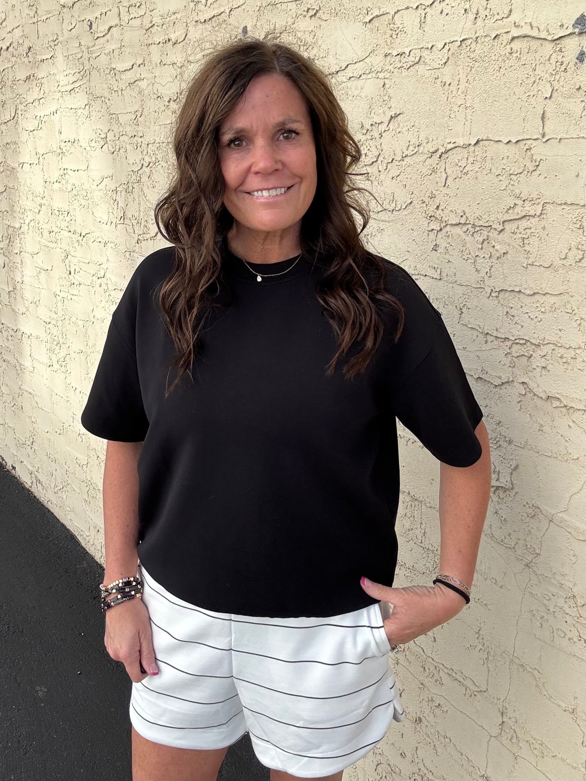Black Modal Short Sleeve Top Top - Tee RAE MODE