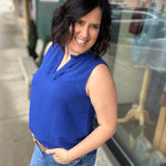 Royal Ruffle V Neck Sleeveless Tops- Blouses STACCATO