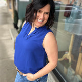 Royal Ruffle V Neck Sleeveless Tops- Blouses STACCATO