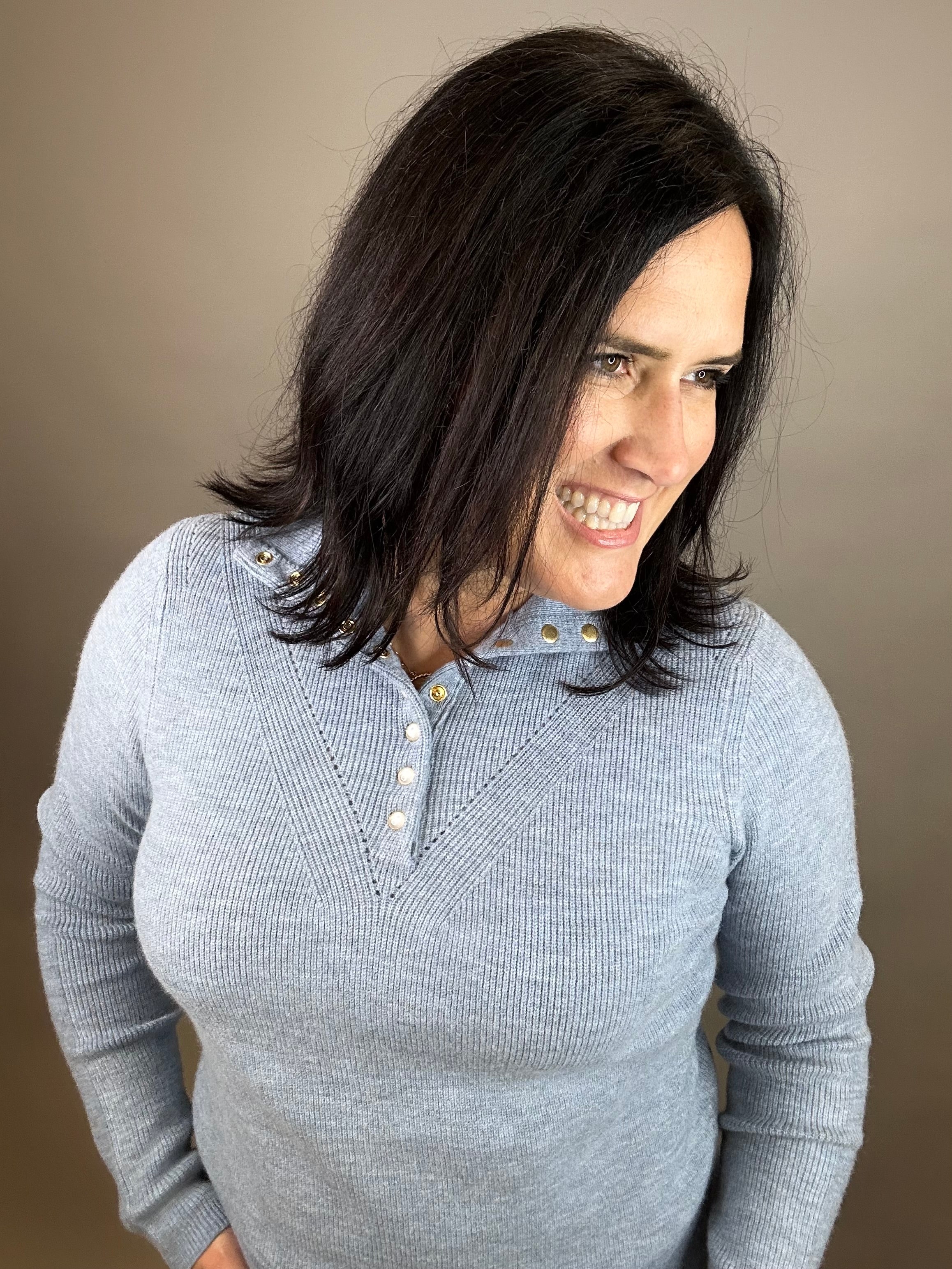 Blue Castleberry Mock Neck Sweater Top - Sweater FLAG AND ANTHEM