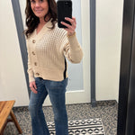 Sand ZigZag Crochet Knit Cardigan Tops- Cardigans EE:SOME