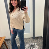 Sand ZigZag Crochet Knit Cardigan Tops- Cardigans EE:SOME