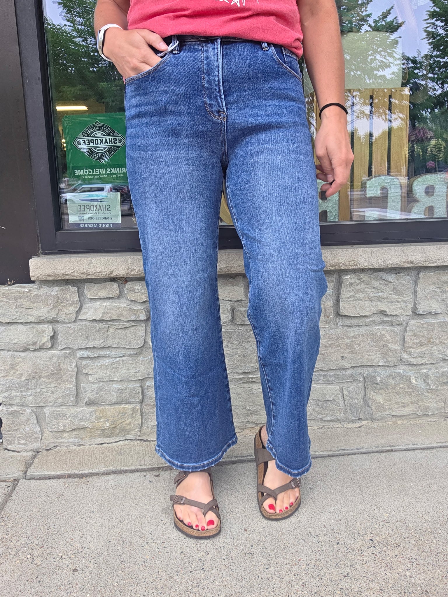 High Rise Wide Leg Ankle Jean Bottoms - Pants RISEN