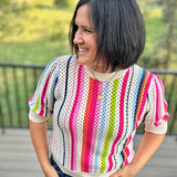 Multicolor Stripe Open-Knit Top