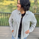 Reese Button Up Stripe Top Eclipse Tops - Button Ups Z Supply