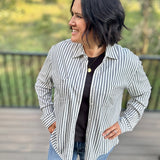 Reese Button Up Stripe Top Eclipse Tops - Button Ups Z Supply