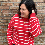 Chili/White Stripe Sweater