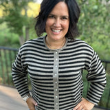 Pewter Black Stripe Dover Cardigan