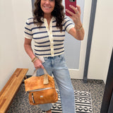 Hallie Navy/Cream Striped Sweater Top - Sweater FLAG AND ANTHEM