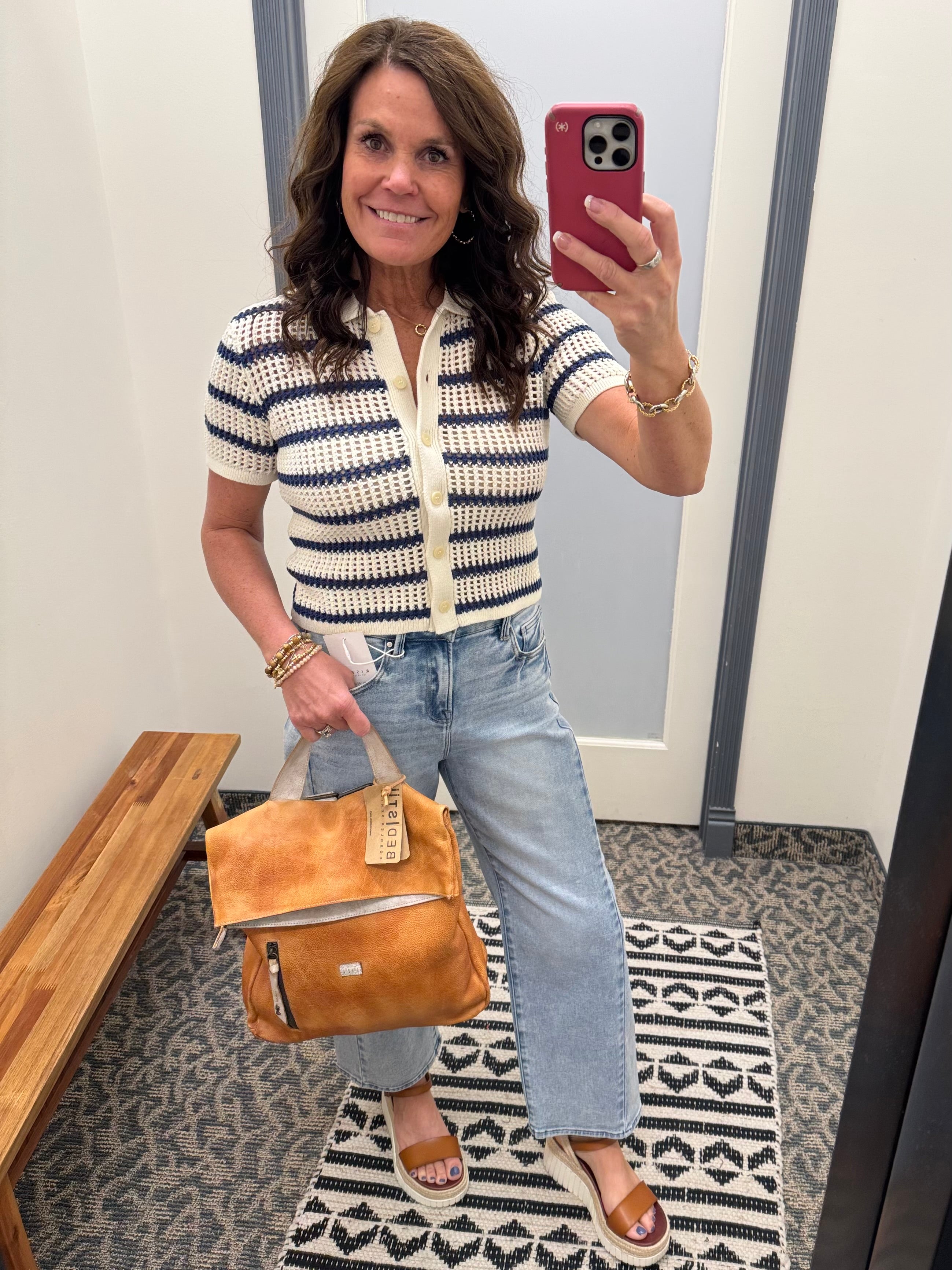 Hallie Navy/Cream Striped Sweater Top - Sweater FLAG AND ANTHEM