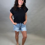 Tummy Control Loose Fit Denim Shorts Bottoms - Shorts RISEN