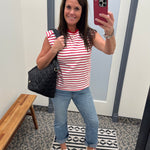 Red/White Striped Top Piping Detail Top - Tee STACCATO