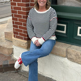 Navy/White Boat Neck Sweater