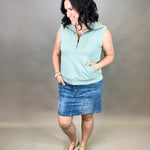 Thyme Zip Front Sleeveless Top Top- Sweatshirt DOE & RAE