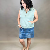 Thyme Zip Front Sleeveless Top Top- Sweatshirt DOE & RAE