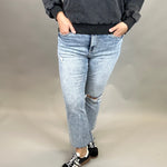 Acid Cloud Cropped Boot Cut Jeans Bottom- Pants MICA DENIM