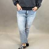 Acid Cloud Cropped Boot Cut Jeans Bottom- Pants MICA DENIM