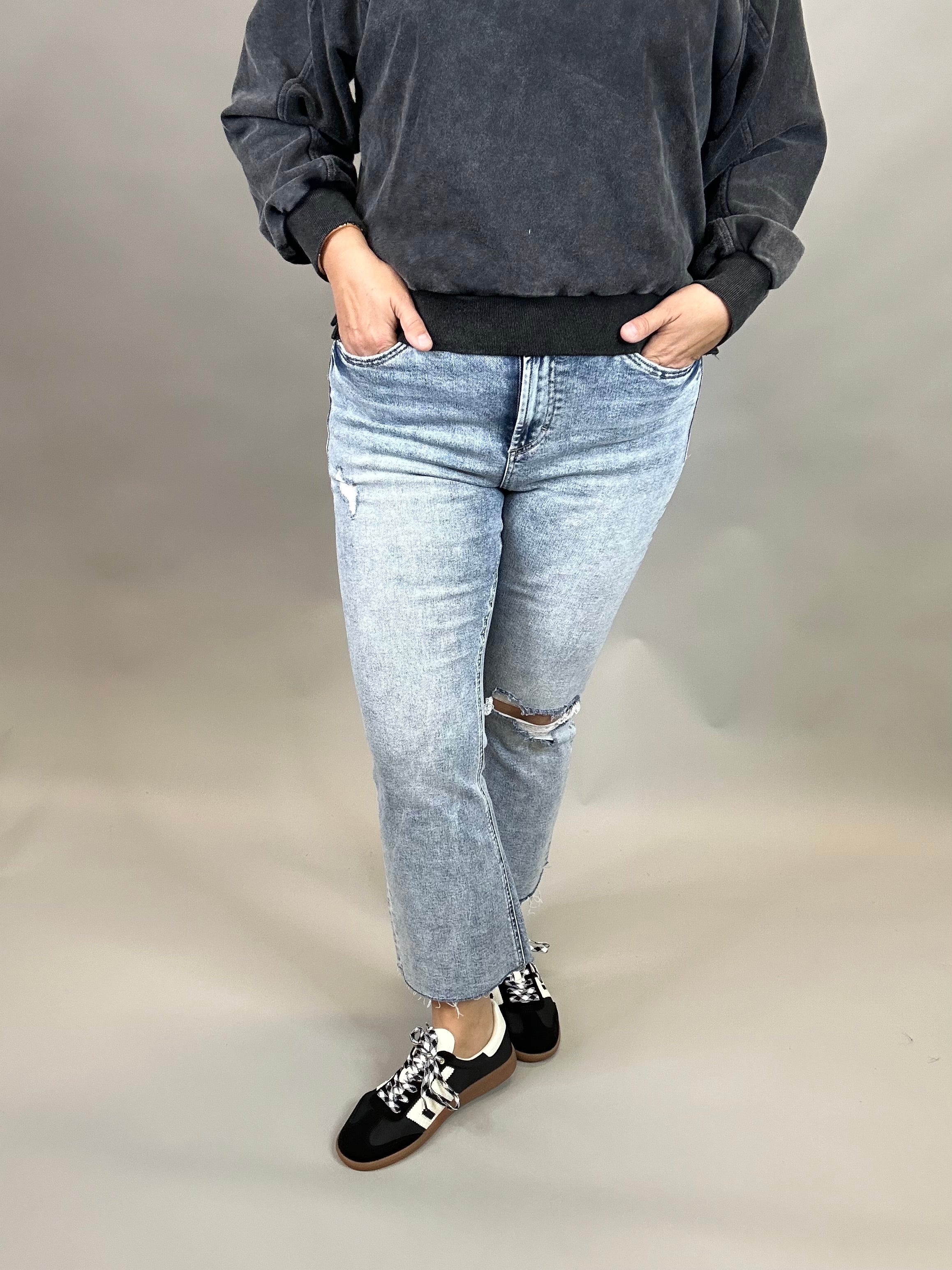 Acid Cloud Cropped Boot Cut Jeans