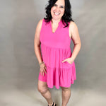 Hot Pink Liz Tiered Dress Dresses DEAR SCARLETT