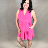 Hot Pink Liz Tiered Dress Dresses DEAR SCARLETT