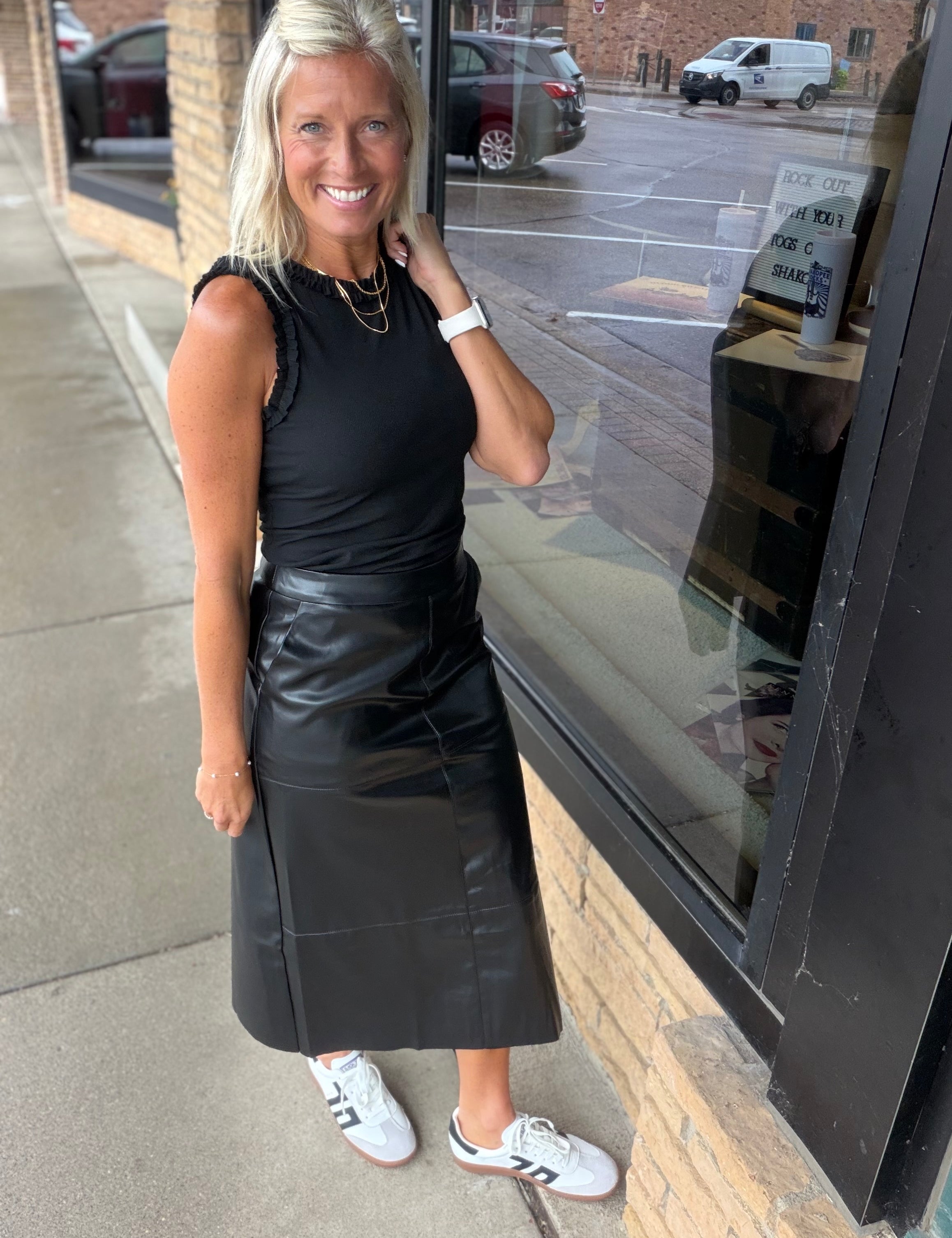 Black Vegan Midi Skirt IN FEBRUARY